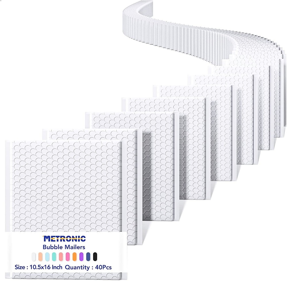 40 Pack Bubble Mailer, 10.5x16 "Padded Envelopes, Strong Adhesion Bubble Mail...