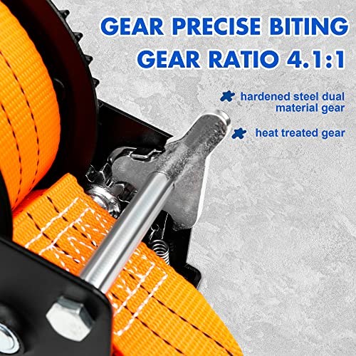 1200lbs Hand Winch Orange with 8M Strap Forward & Reverse 1200LBS Orange