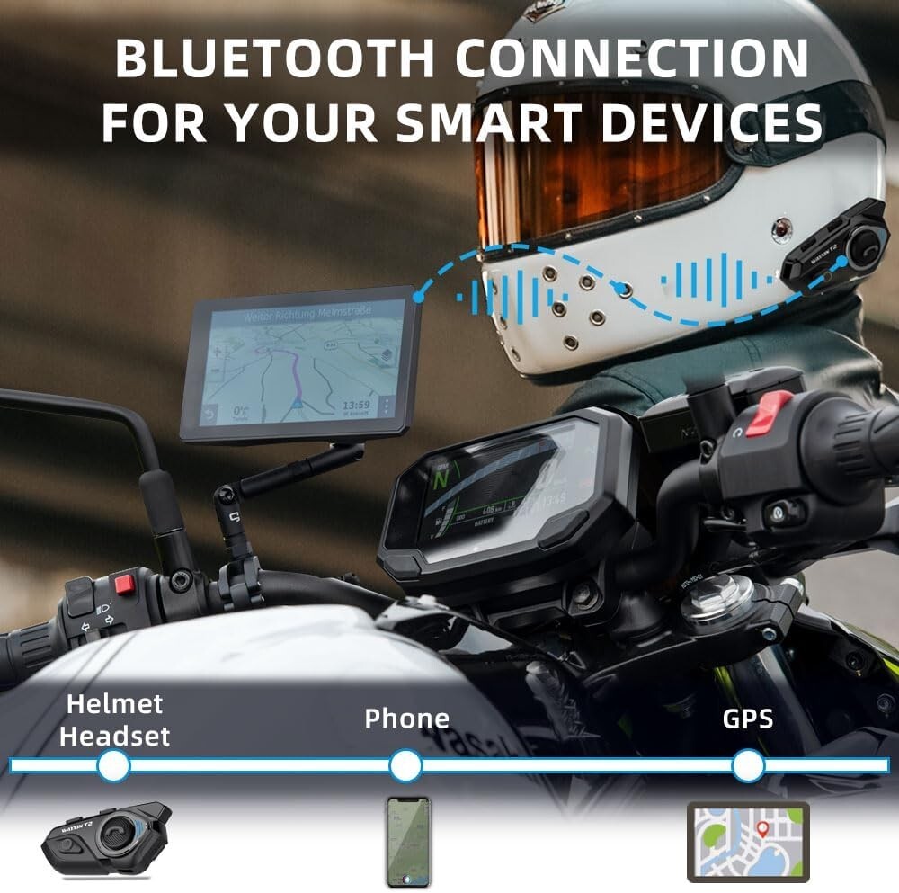 Motorcycle Bluetooth Headset T2 Helmet Intercom Wireless Waterproof Communicator