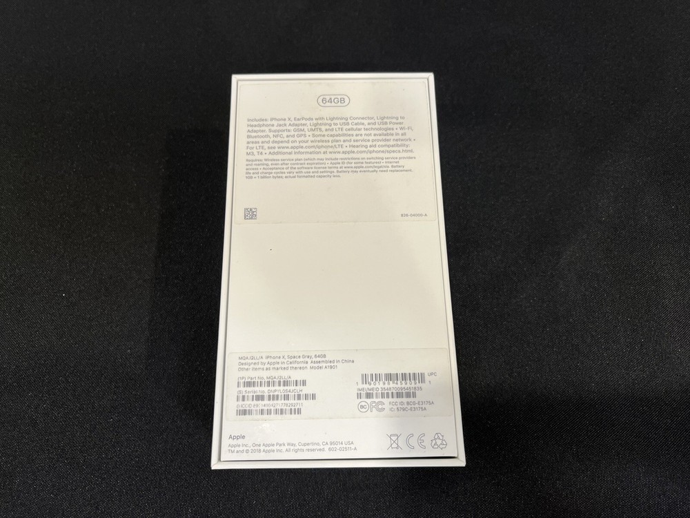 *EMPTY BOX* Apple iPhone X Space Gray 64G W/ Manual, Stickers & SIM Removal Tool