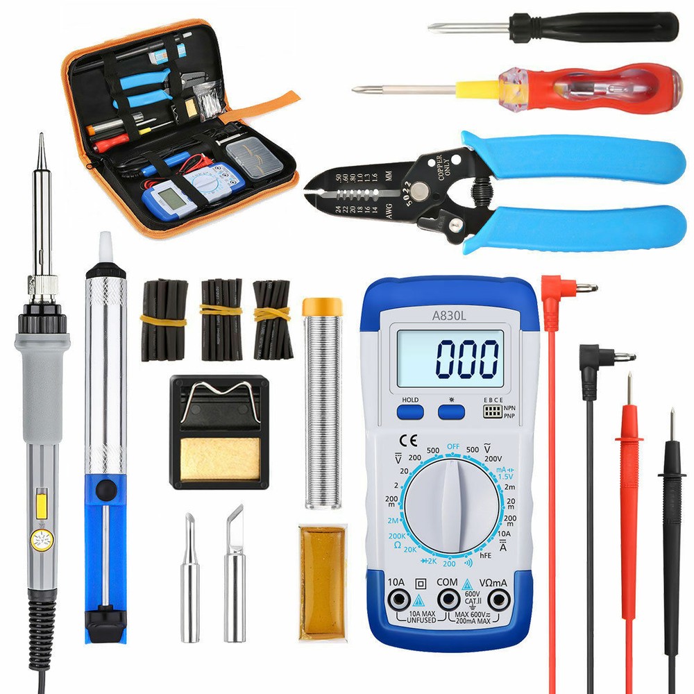 60W Soldering Iron Kit Electronics Welding Irons Solder Tools Adjustable Temp