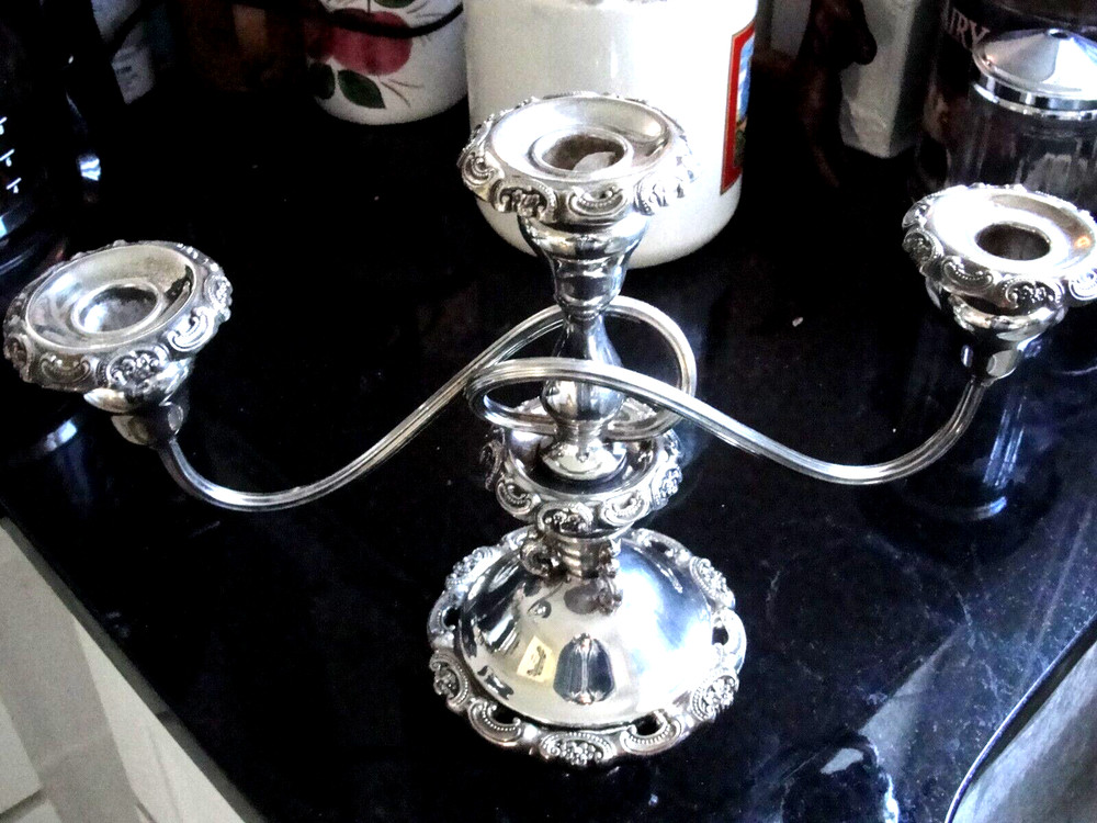 Vintage Baroque Three Candlestick Candelabra by Wallace Silver