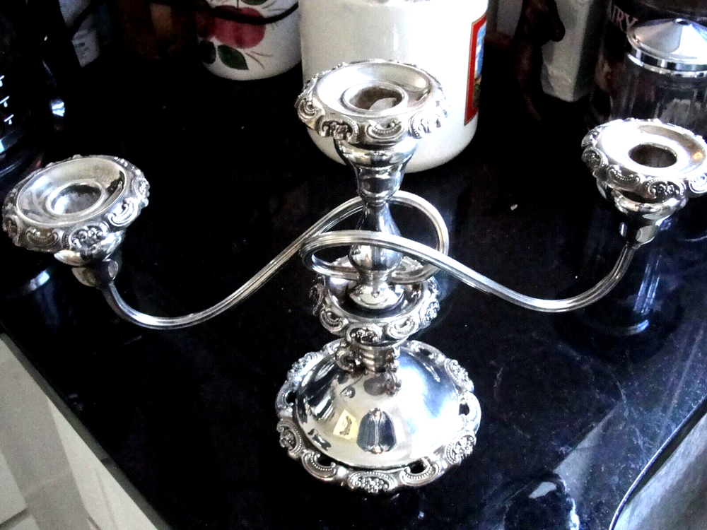 Vintage Baroque Three Candlestick Candelabra by Wallace Silver