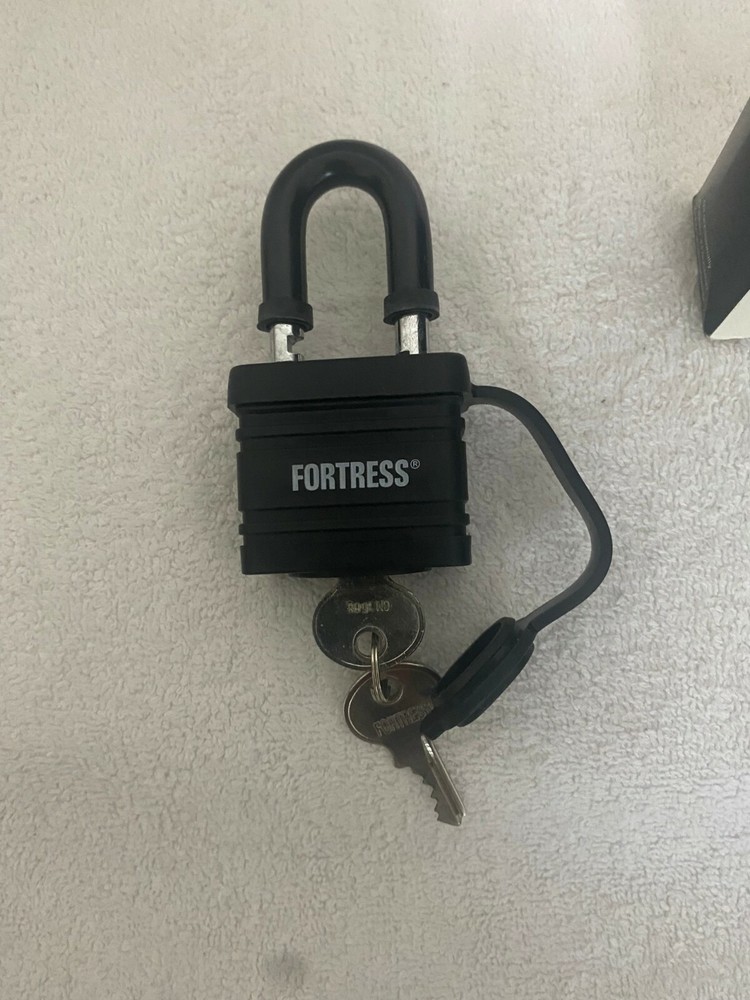 Fortress (Master Lock) Padlock, Shackle Type Open Black New