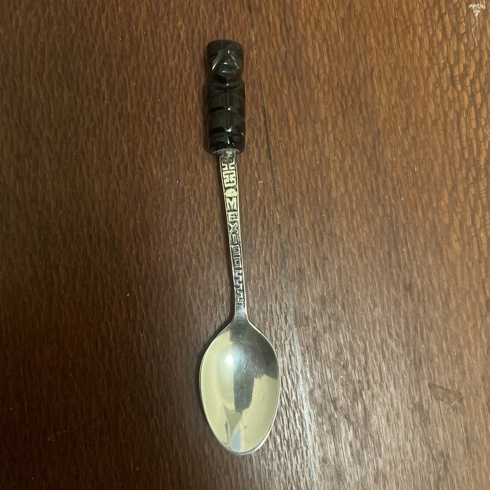Silver Souvenir Spoon Mexico - Carved Onyx Handle 850 silver
