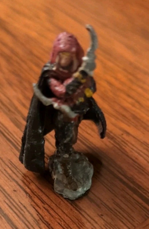 D&D Human Rogue Hand Painted Tabletop Mini (Red/Black)