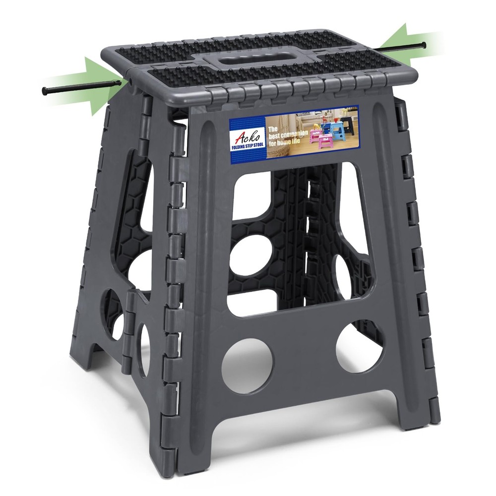 Folding Step Stool Foldable 16 Inch Stools for Adults and , Plastic Stools Ta...