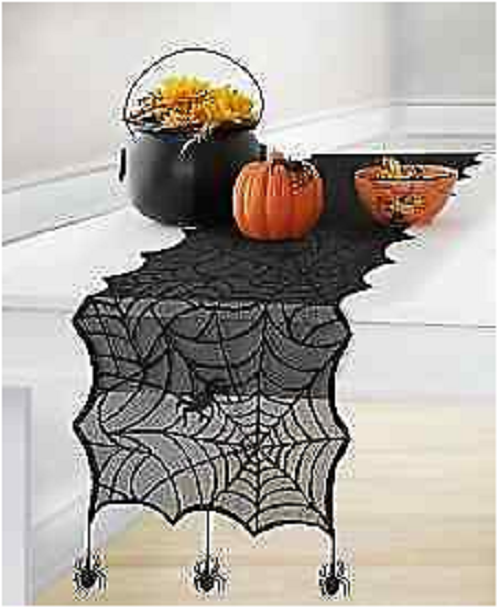 NWT Crawling Halloween Spider Lace Table Runner 13" x 70"
