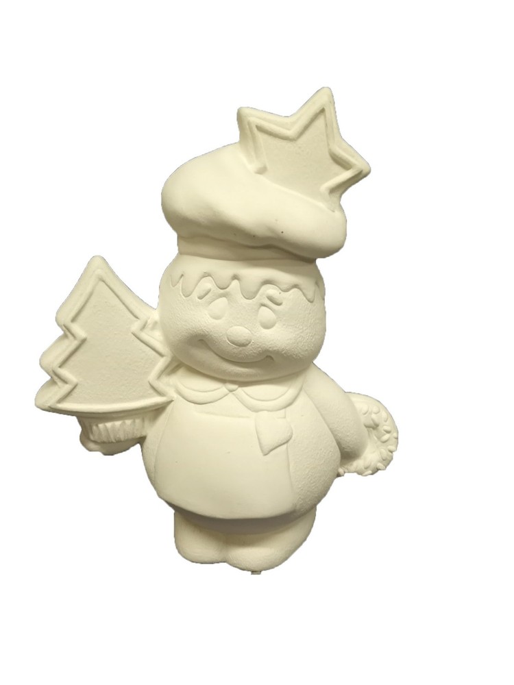 Nutmeg Gingerbread with Tree 7" Ceramic Bisque, Ready to Paint