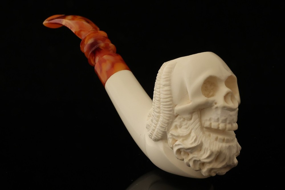 Shakespeare Skull Block Meerschaum Pipe with fitted case 14161