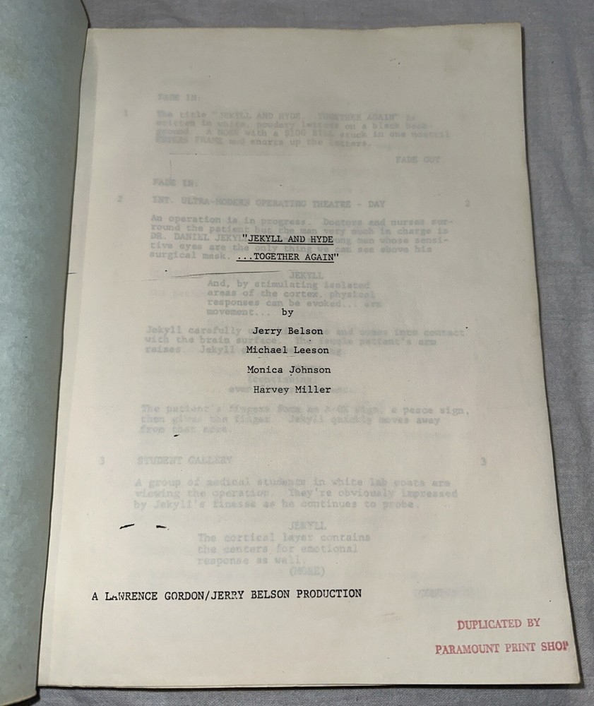 Jerry Belson - JEKYLL AND HYDE Typed Original screenplay