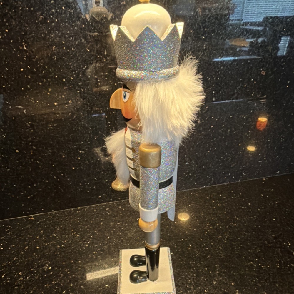 Threshold Christmas Nutcracker Silver Glitter Wood 2015