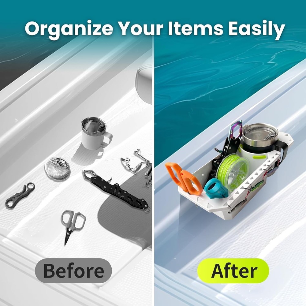 Boat Cup Holder with Rubber Tab, Universal Storage Organizer White-2PCS