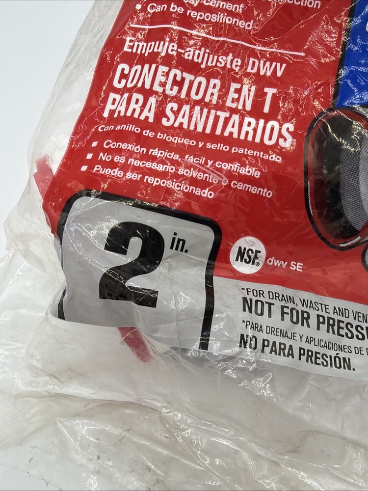 CONNECTITE Charlotte 2" PVC Push-Fit DWV Sanitary TEE Free Ship New