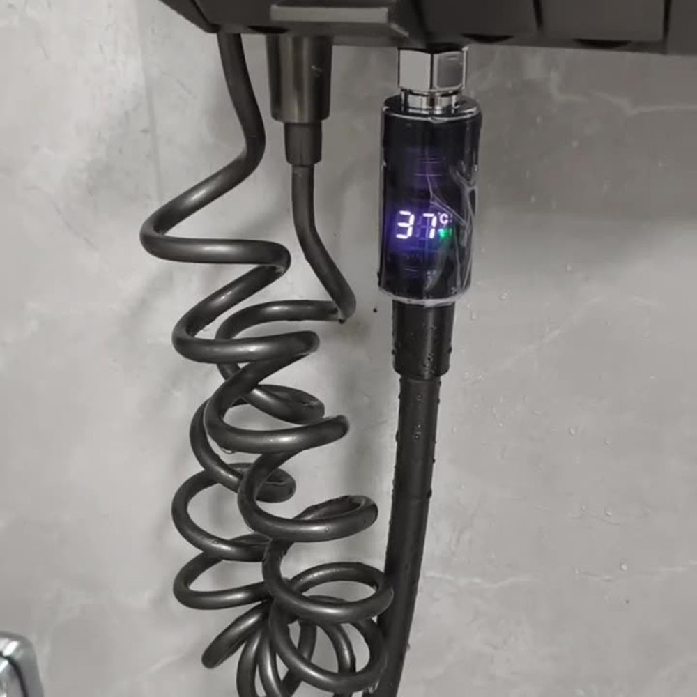 Color-Coded Indicator Digital Display Shower Head Water Temperature Meter