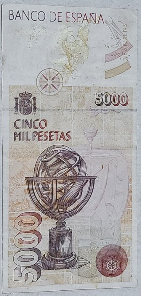 SPAIN 🇪🇦 5,000 PESETAS BANKNOTE 1992