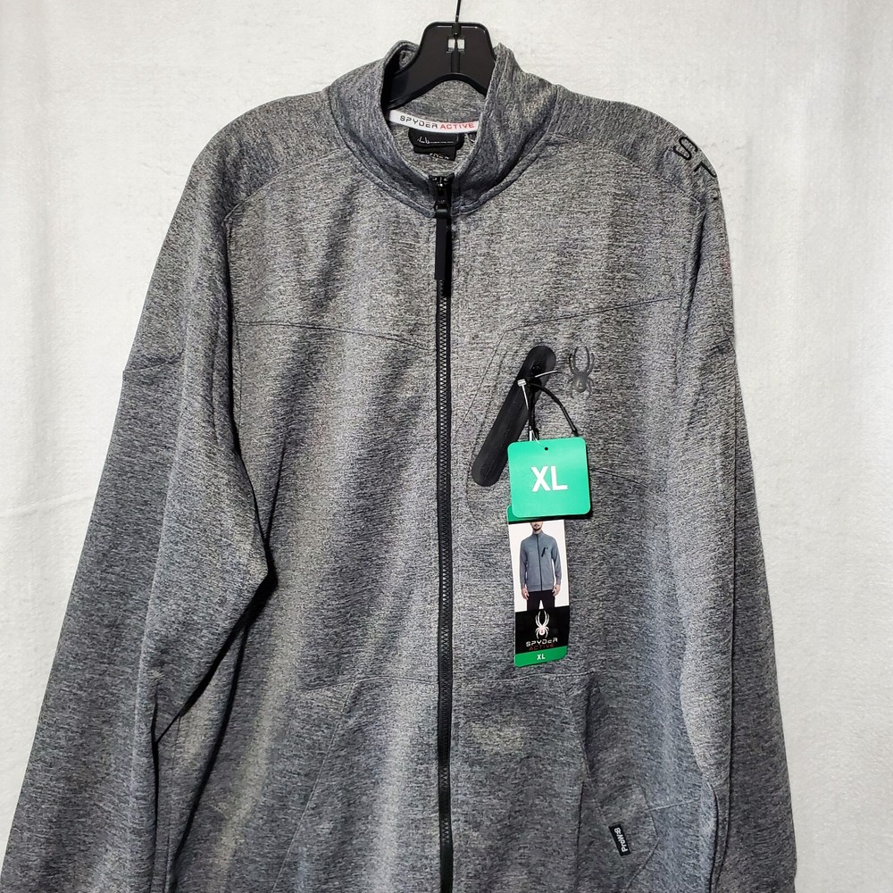 Spyder Jacket Mens XL Pullover Active Performance Top Grey Activewear Zip NWT