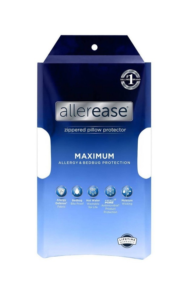 Allerease Maximum Protection White King Size Zippered Pillow Protector 20" x 36"