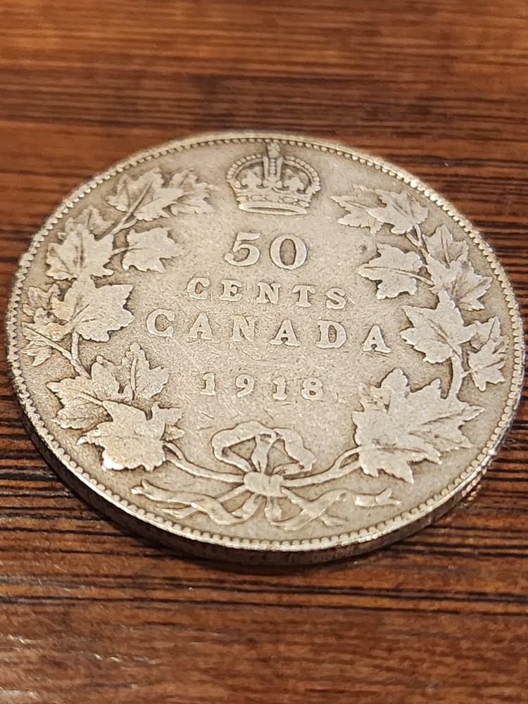 1918 Canada 50 Cents Silver Coin