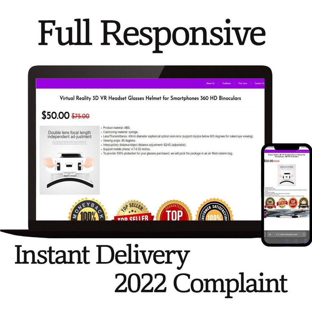 eBay Listing Template HTML Professional Mobile Responsive Design 2021 Universal
