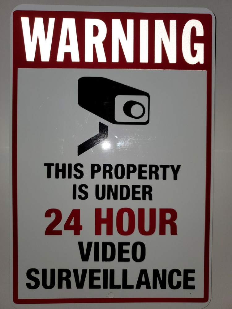 Warning This Area Under 24 Hour Video Surveillance Sign security camera