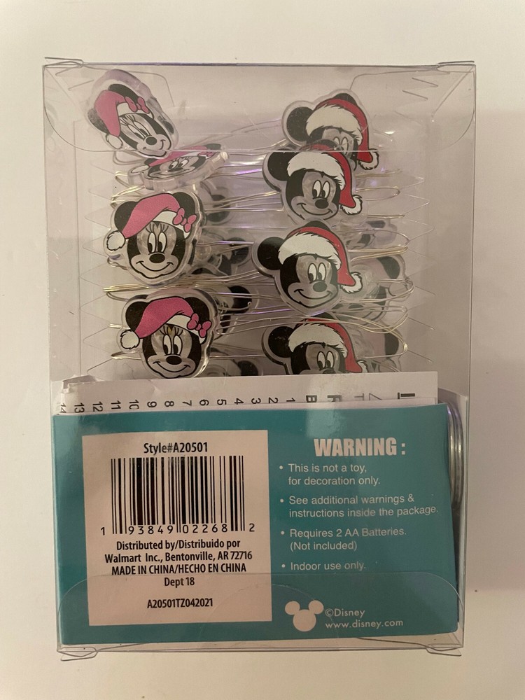 Disney MICKEY MOUSE & MINNIE MOUSE STRING 20 LED LIGHT SET - NIB