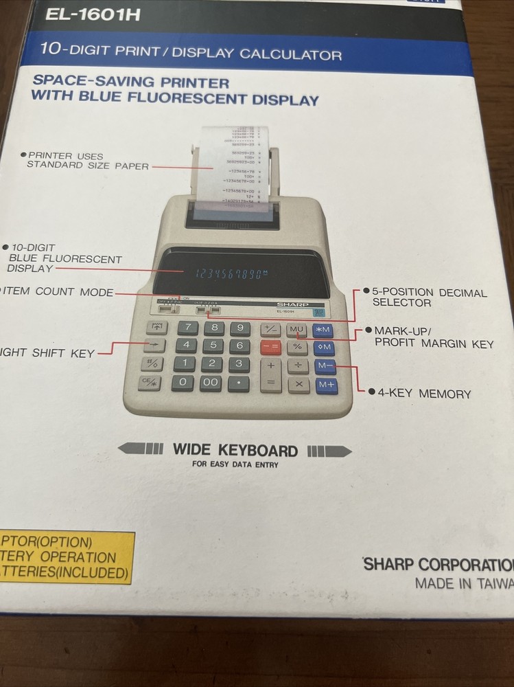 Sharp EL-1601H Calculator 10 Digit Print Display EUC Electronic Printing New