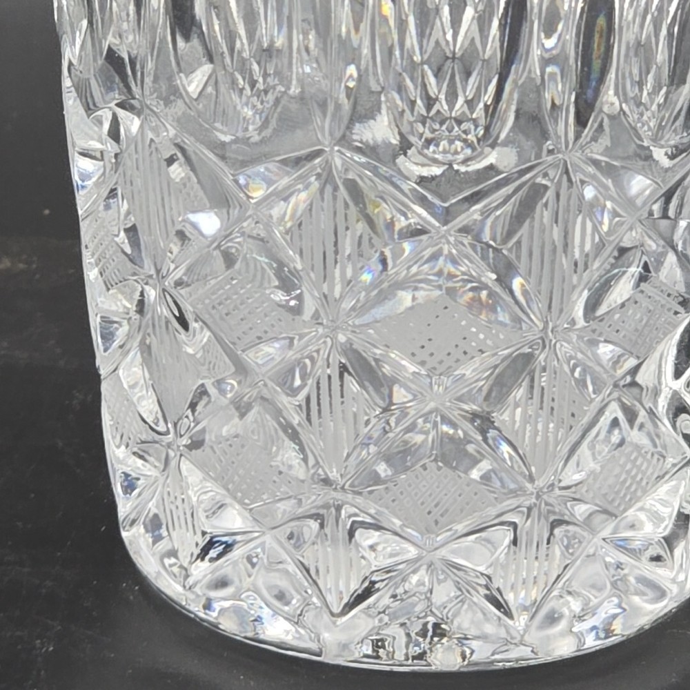 Vintage Creamer Pitcher Pressed Glass Crystal Diamond Pattern Handle 3.75" Tall