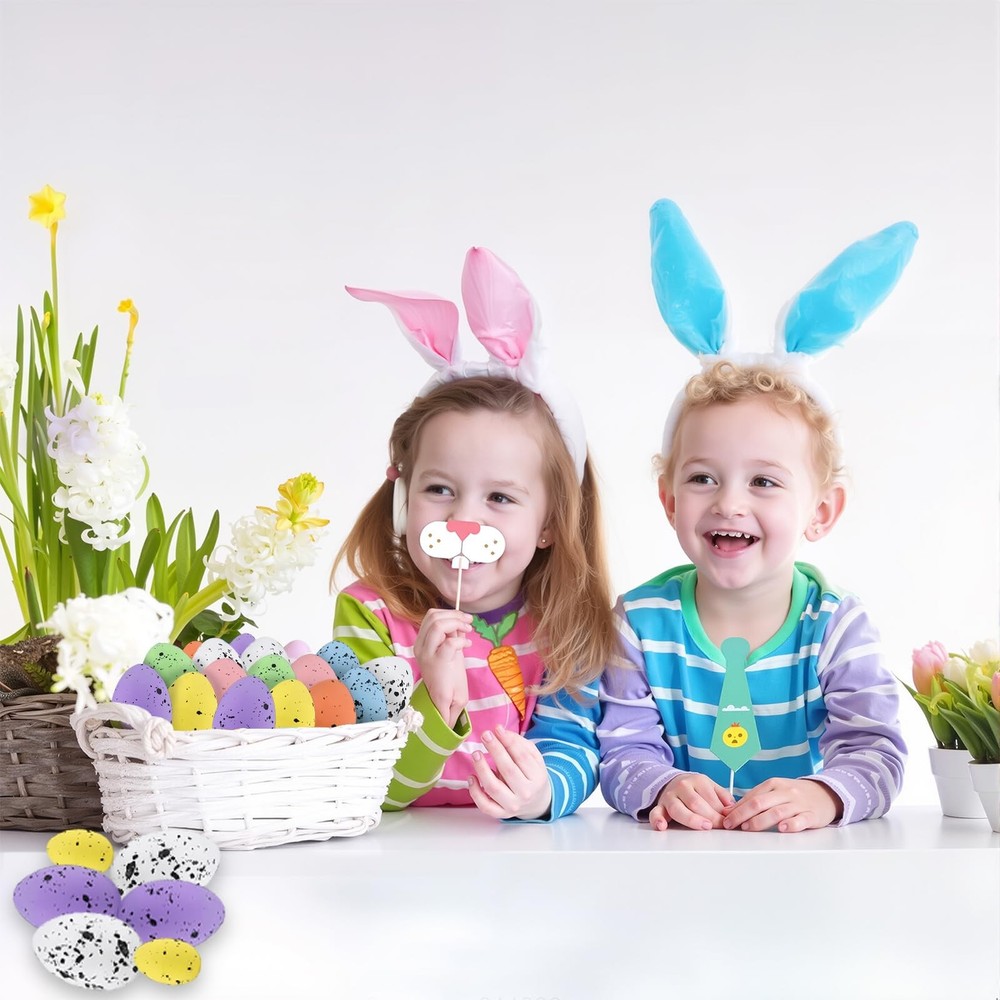 35PCS Foam Easter Eggs Decoration Assorted Pastel Speckled Bowl for DIY Spring