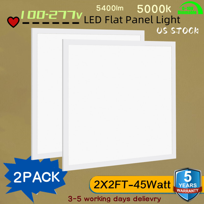 2x2 FT LED Flat Panel Troffer Light, 45W 5800LM Drop Ceiling Light, 5000K White