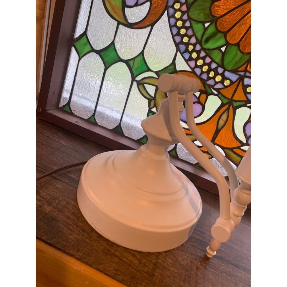 Vintage Painted White Hinged Tabletop Lamp Light Adjustable