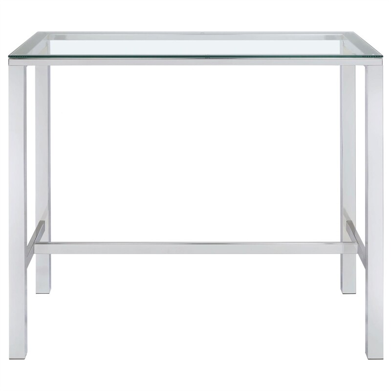 Coaster Contemporary Rectangular Glass Top Pub Table in Clear