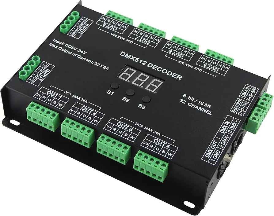 32CH RGBW DMX512 Decoder LED Controller 8Bit / 16Bit 32 Channel DC5–24V