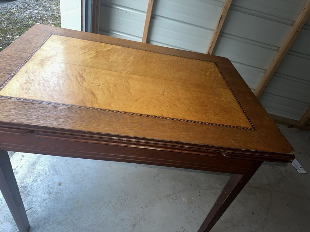 Vintage Draw Leaf Dining Table Amish Beautiful Wooden Pull Leaf Extension Table