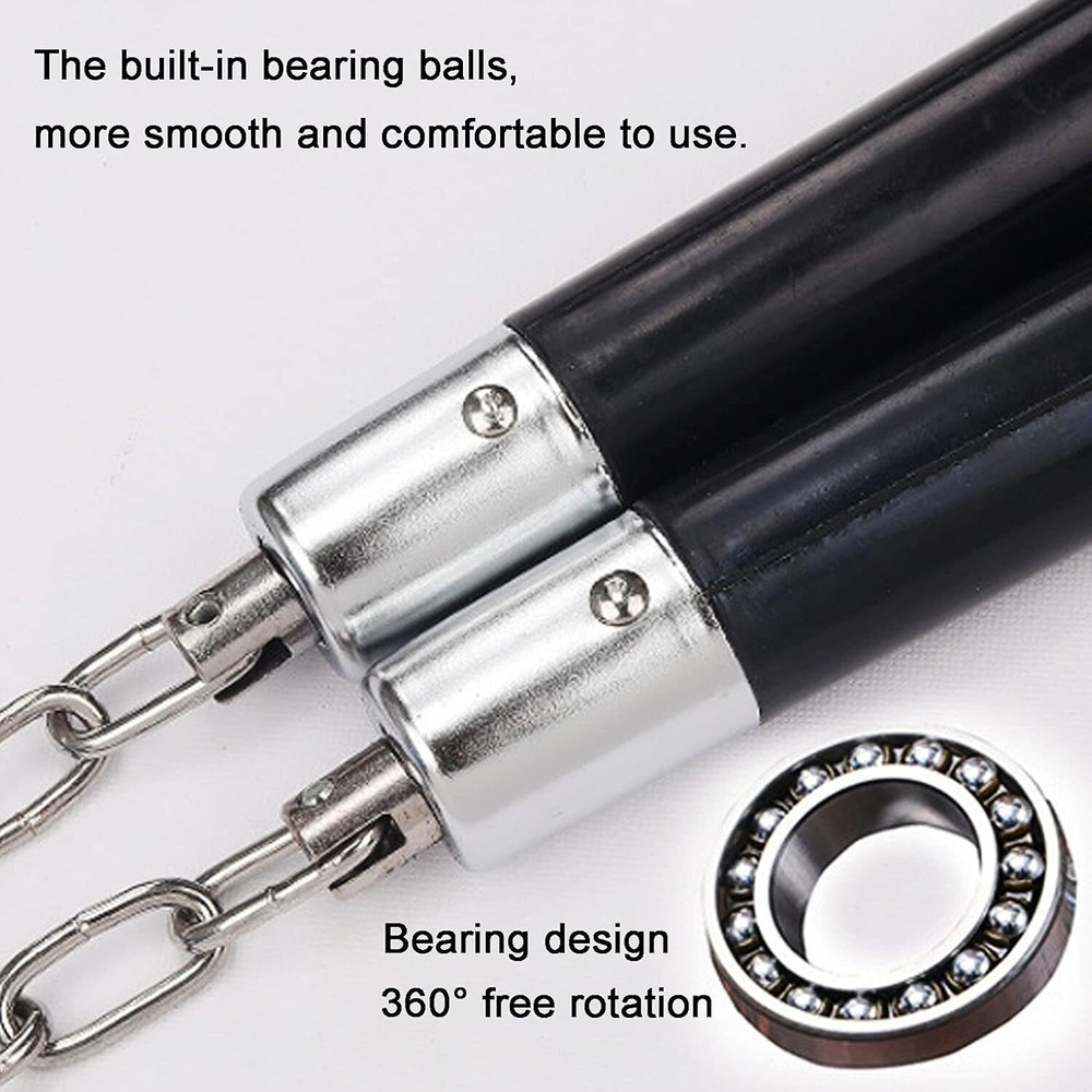Nunchucks Safe Solid Rubber Training Nunchakus with Steel Chain...