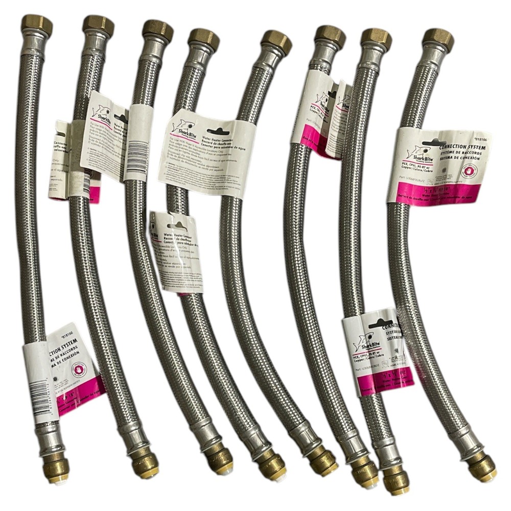 SharkBite 1/2" x 3/4" FIP 18" Water Heater Connectors (LOT OF 8) US