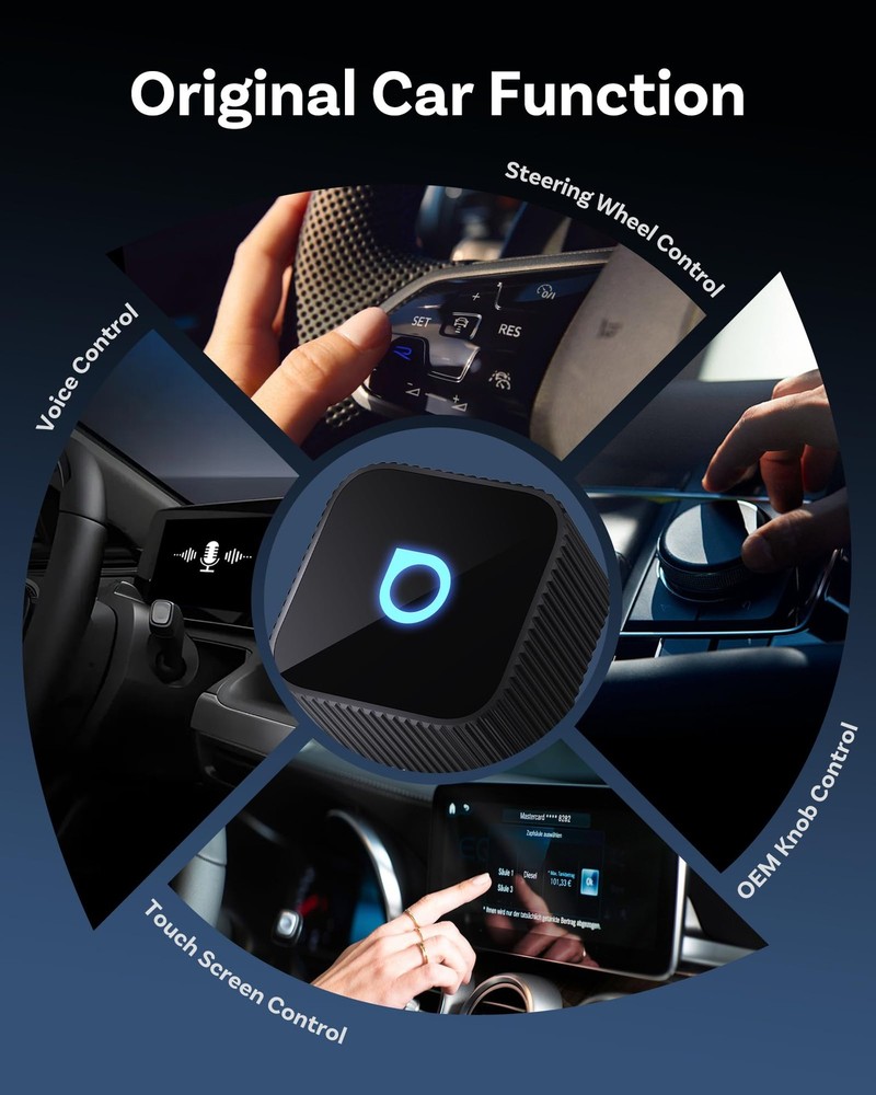 Ottocast Mini Cube 3.0 Wireless CarPlay & Android Auto Adapter USB A, Black