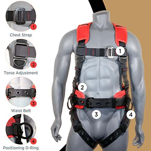 Demon Comfortable Fall Protection Harness Red Large-Extra Large Harness Only