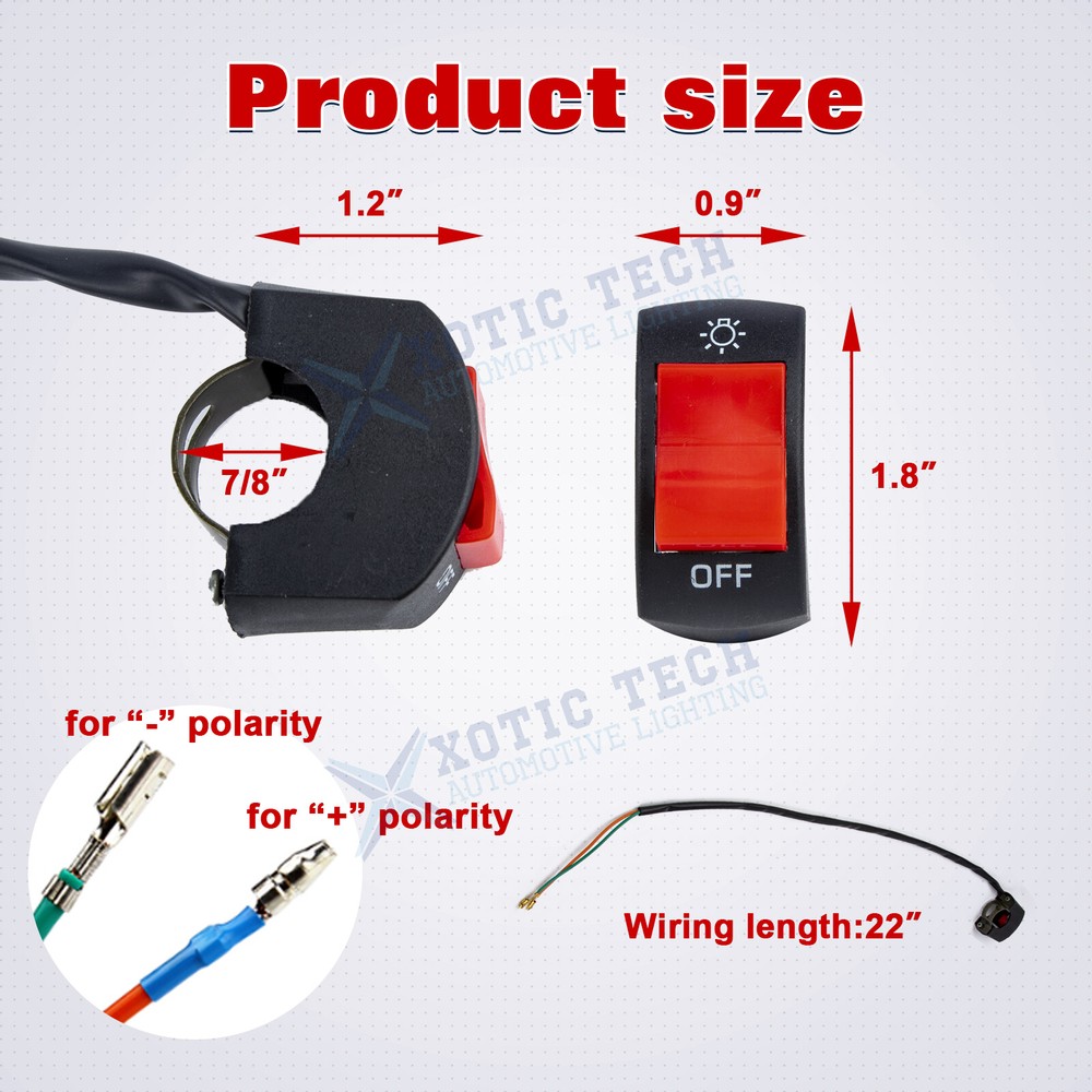 7/8″ Waterproof Motorcycle ATV Handlebar Push Button Switch Mount Toggle DC12V