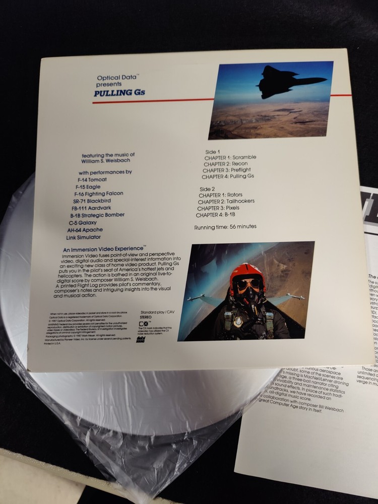 Laserdisc PULLING G's An Immersion Video Experience (1987) Optical Data / MINT !