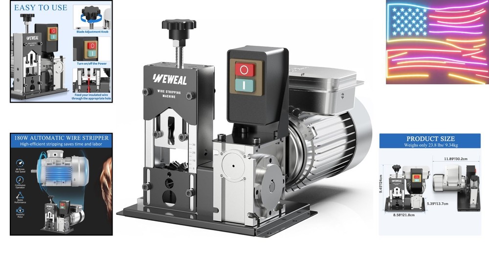 Wire Stripper Machine, 0.06''-1.18'' Electric Cable Stripper Machine with 180...