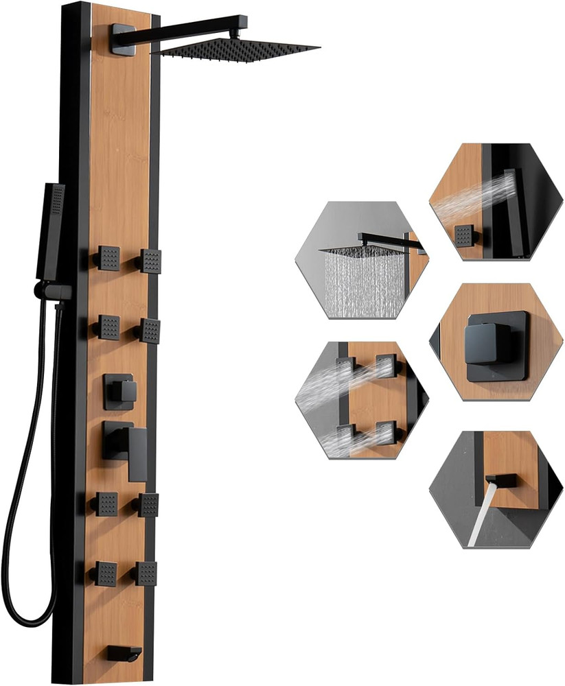 Stainless Steel Shower Panel Tower System 8 Jets Multi-Function Shower Panel Sys