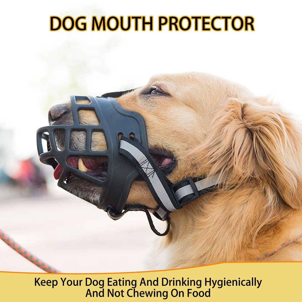 Breathable Dog Muzzle - Adjustable Soft Silicone & Mesh, Escape-Proof Design ...