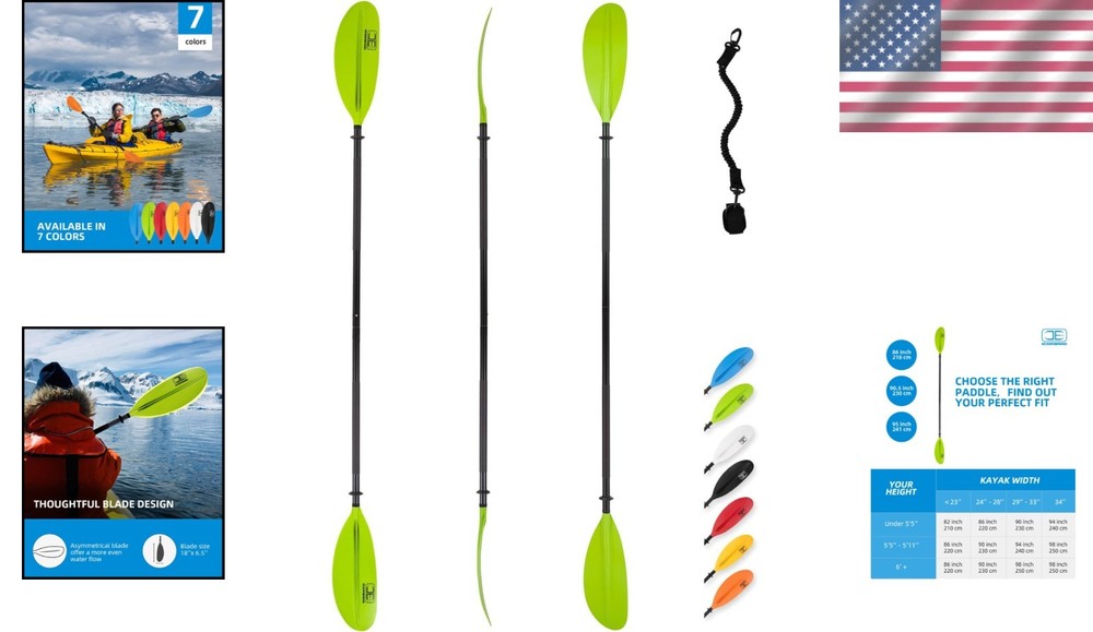 Lightweight Oar with Paddle Leash - Green