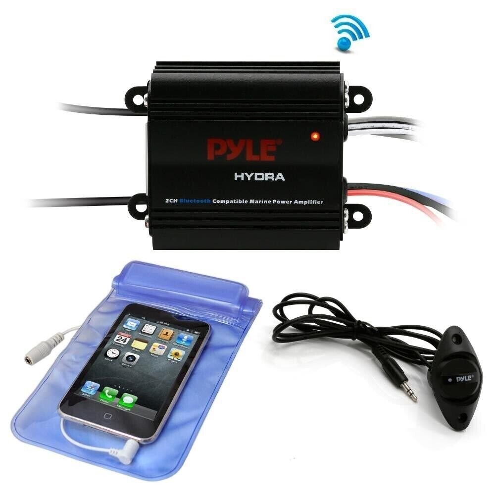 Pyle 200W Bluetooth Ready Waterproof 2-Ch. Marine Amplifier Kit
