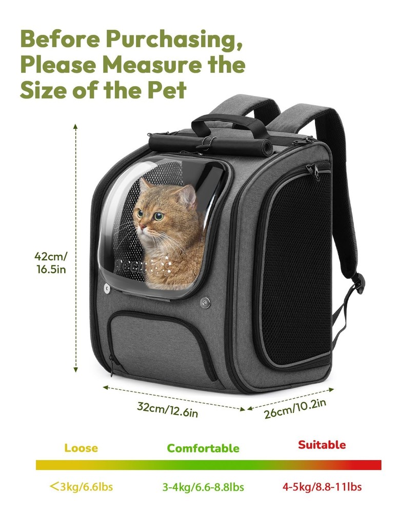 Cat Backpack Carrier, Large Space Cat Bubble Backpack, Breathable Cat Carrier...