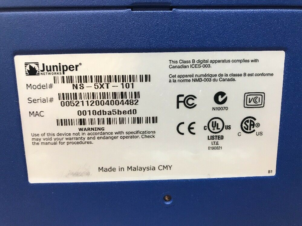 Security Data System NS-5XT-101 Juniper Networks Rack Mountable 12VDC, 12W