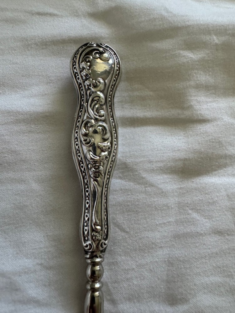 Antique Lionel Smith & Co. Sterling Silver Handle Button Hook Scrolling Design