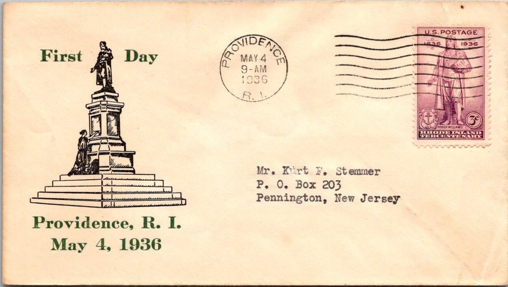 FDC 1936 SC #777 First Day Cachet - Providence RI - Single - J32960