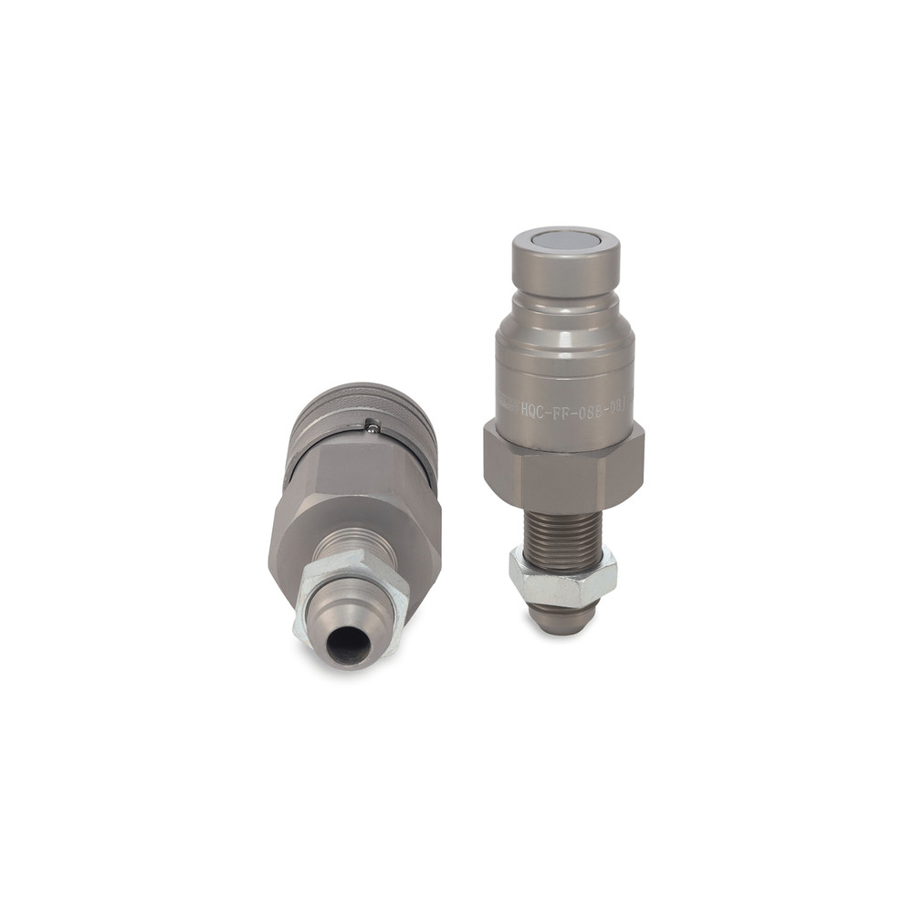 1/2″ Flat Face Hydraulic Quick Couplers Set - 1/2″ JIC Thread Bulkhead Mount